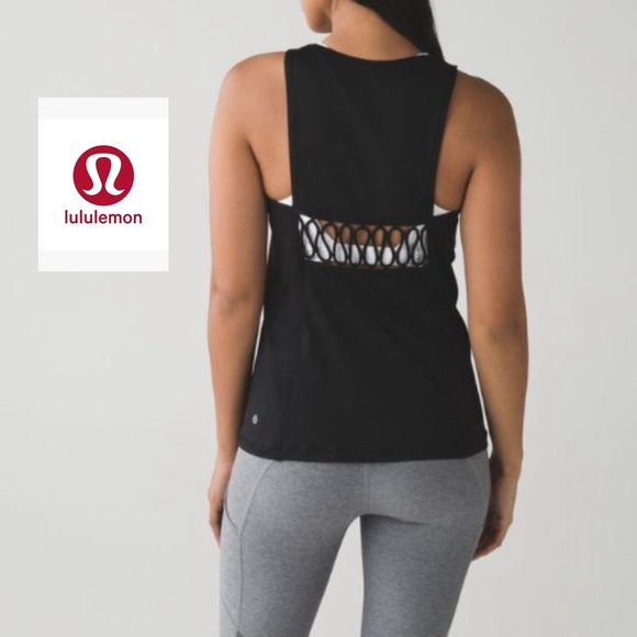 lululemon athletica Tops - Lululemon Athletica Sweaty Or Not Tank Top Black Cutout Size 4